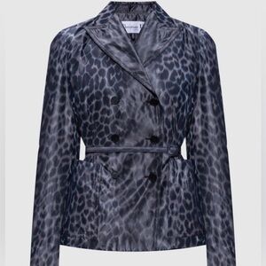 Christian Dior Women's Bar Silk Grey Leopard Blazer Size 2